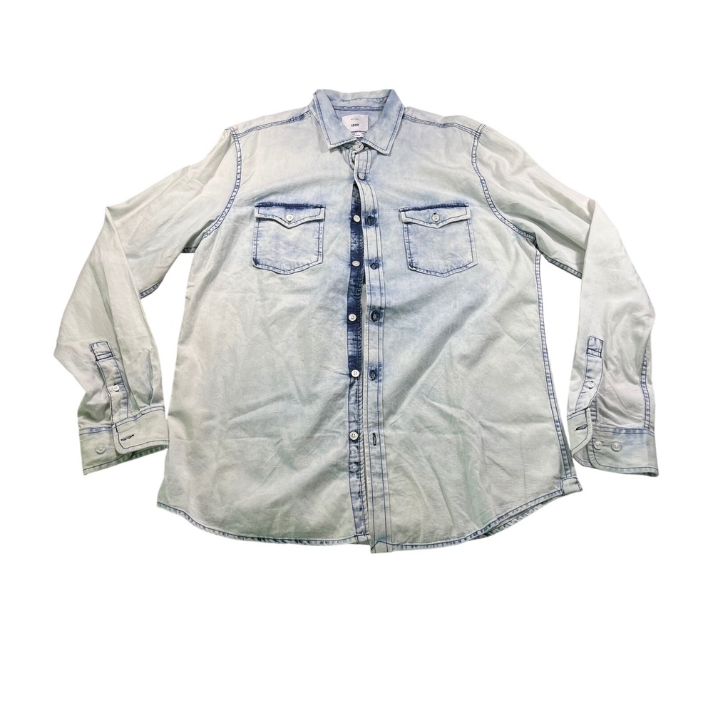 ZIP Code 1992 Light Wash Denim Look Button Up Shirt Men's Size Large